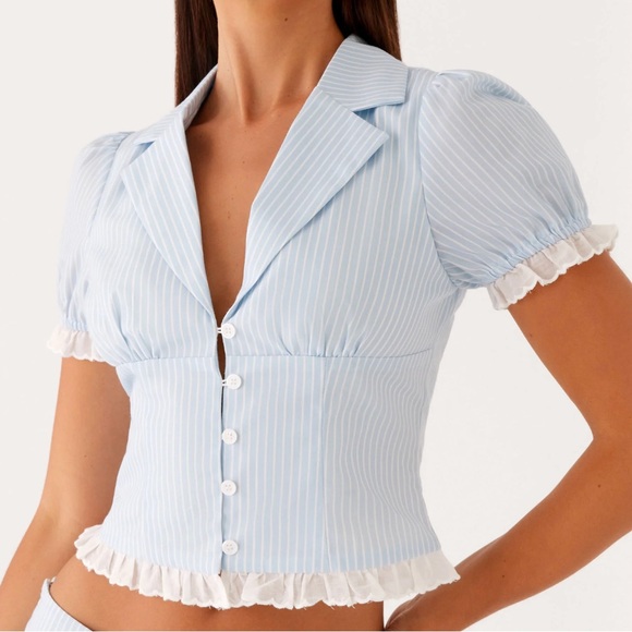 Brand New- Peppermayo Bennett Button Up Top in Blue White Stripe 🦋✨ - Picture 13 of 13